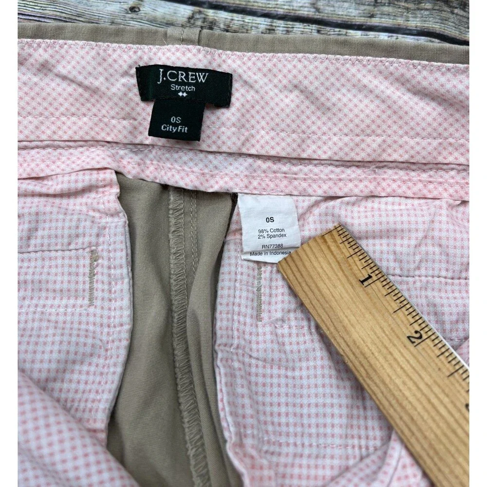 J Crew Stretch City Fit Women's Size 0S Short Khaki Wide Leg Pants Trousers